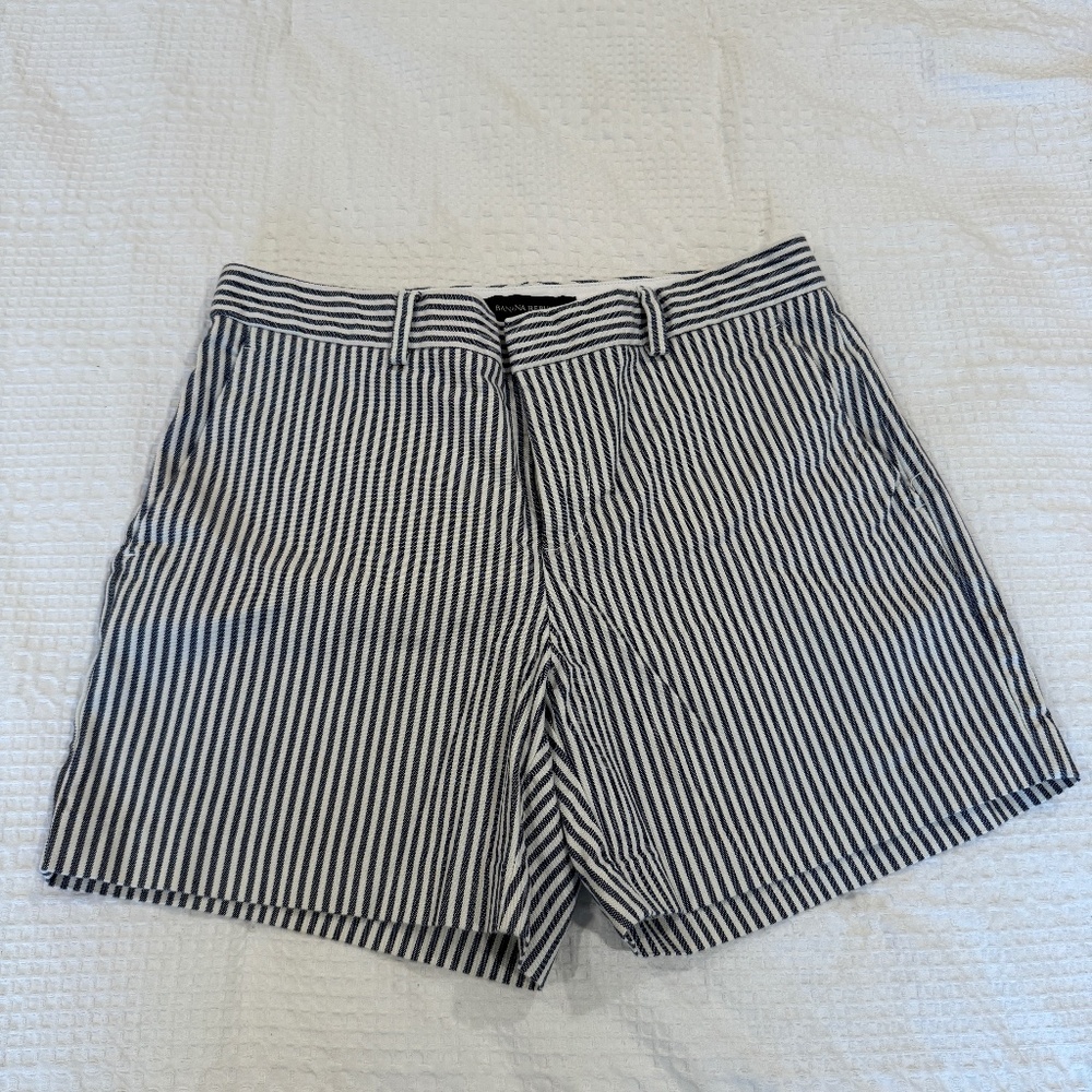 Navy/white striped shorts